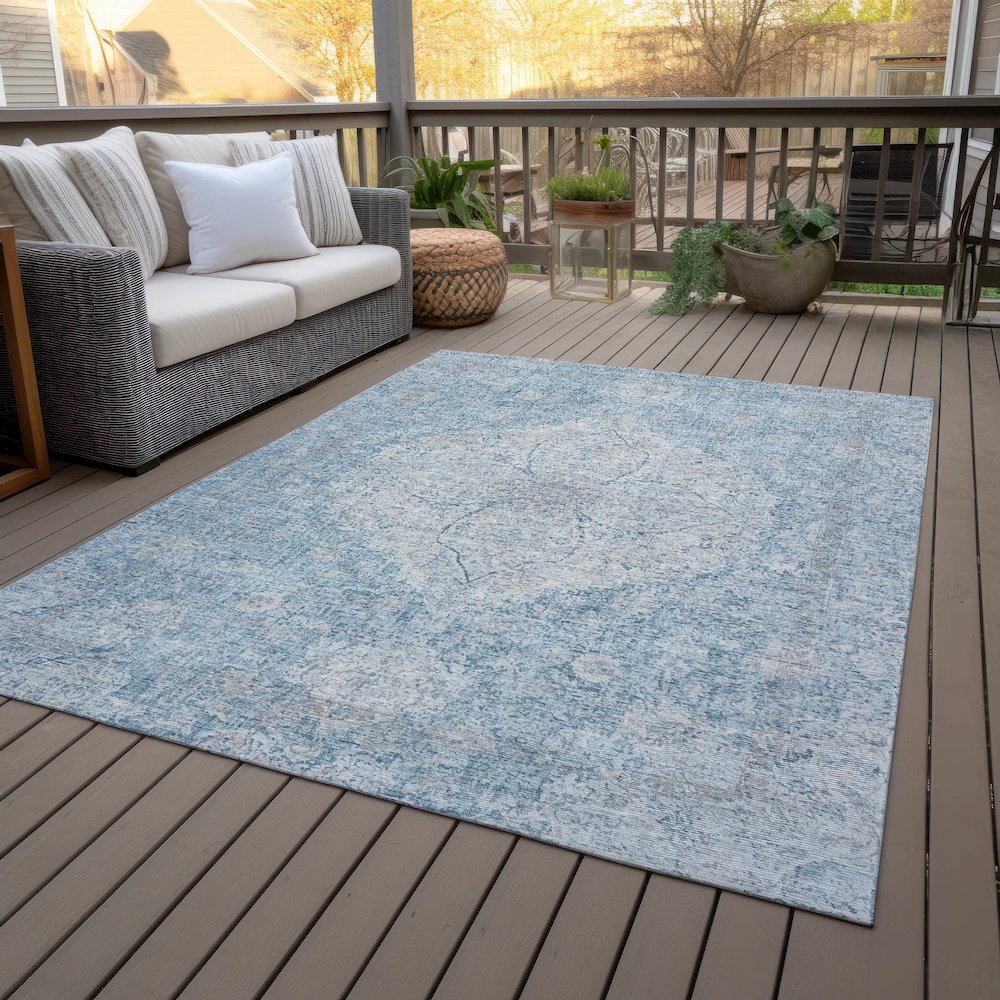 Machine Washable Indoor/Outdoor Chantille ACN2136 Denim 8' x 10' Rug. Picture 8