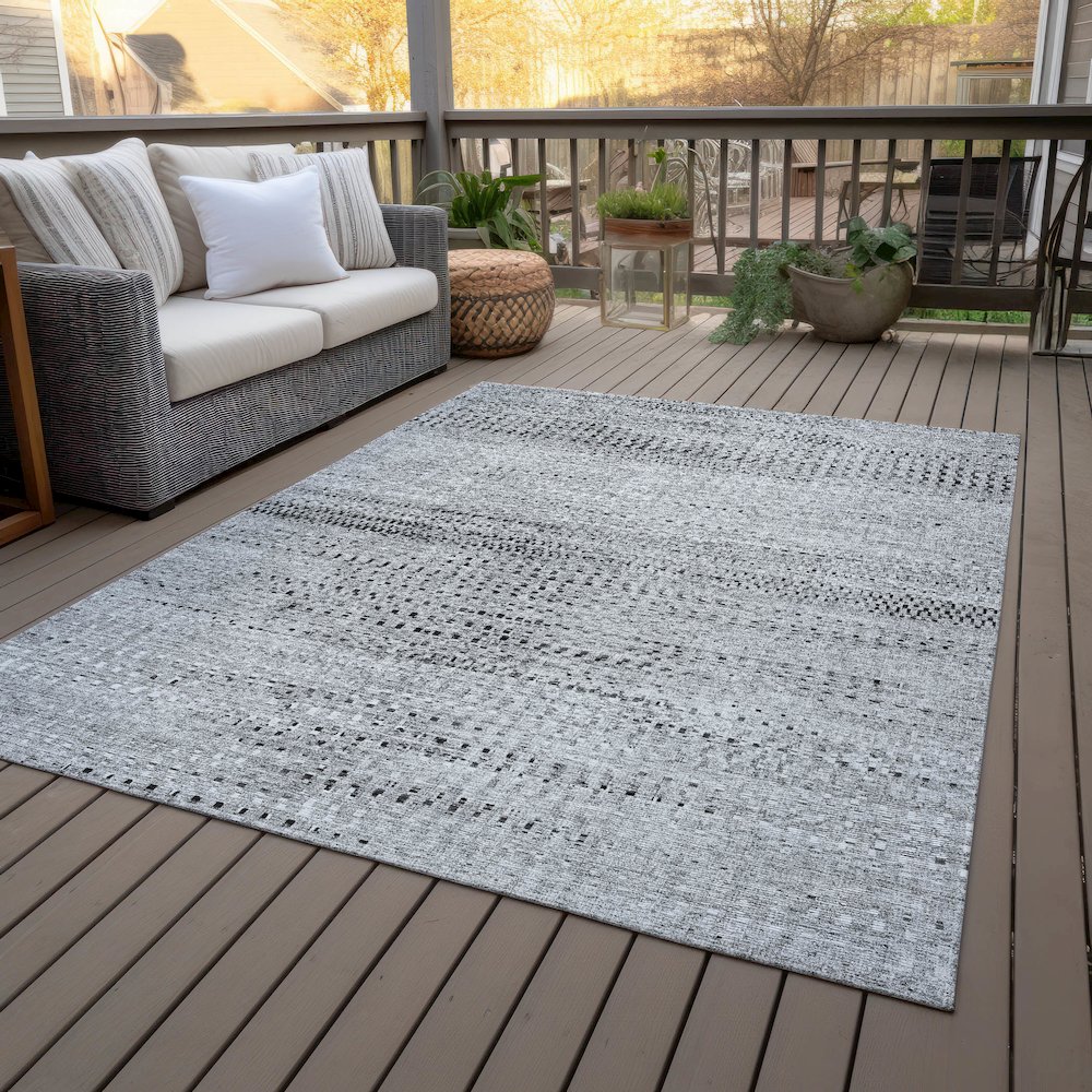 Machine Washable Indoor/Outdoor Chantille ACN2137 Gray 8' x 10' Rug. Picture 8