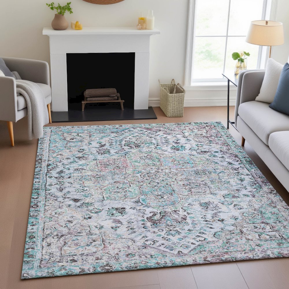 Machine Washable Indoor/Outdoor Chantille ACN2138 Sky 8' x 10' Rug. Picture 5