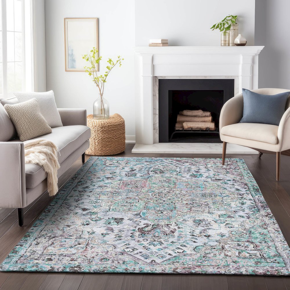 Machine Washable Indoor/Outdoor Chantille ACN2138 Sky 8' x 10' Rug. Picture 6