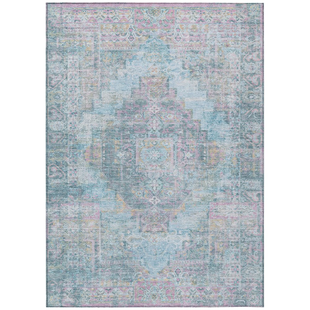 Machine Washable Indoor/Outdoor Chantille ACN2140 Blue 8' x 10' Rug. Picture 1