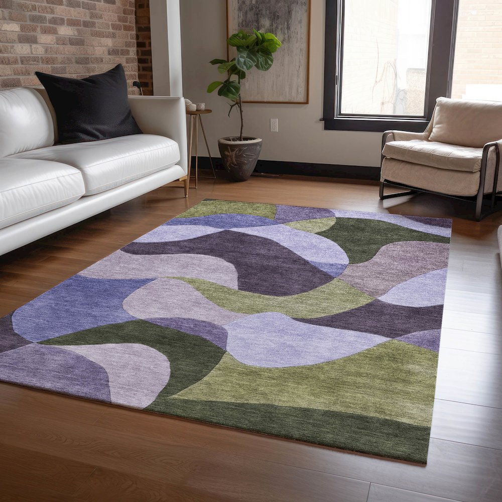 Machine Washable Indoor/Outdoor Chantille ACN2141 Purple 8' x 10' Rug. Picture 5