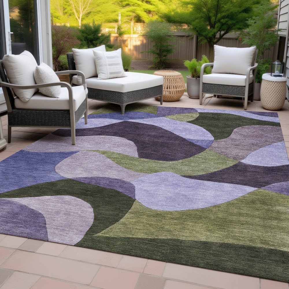 Machine Washable Indoor/Outdoor Chantille ACN2141 Purple 8' x 10' Rug. Picture 8
