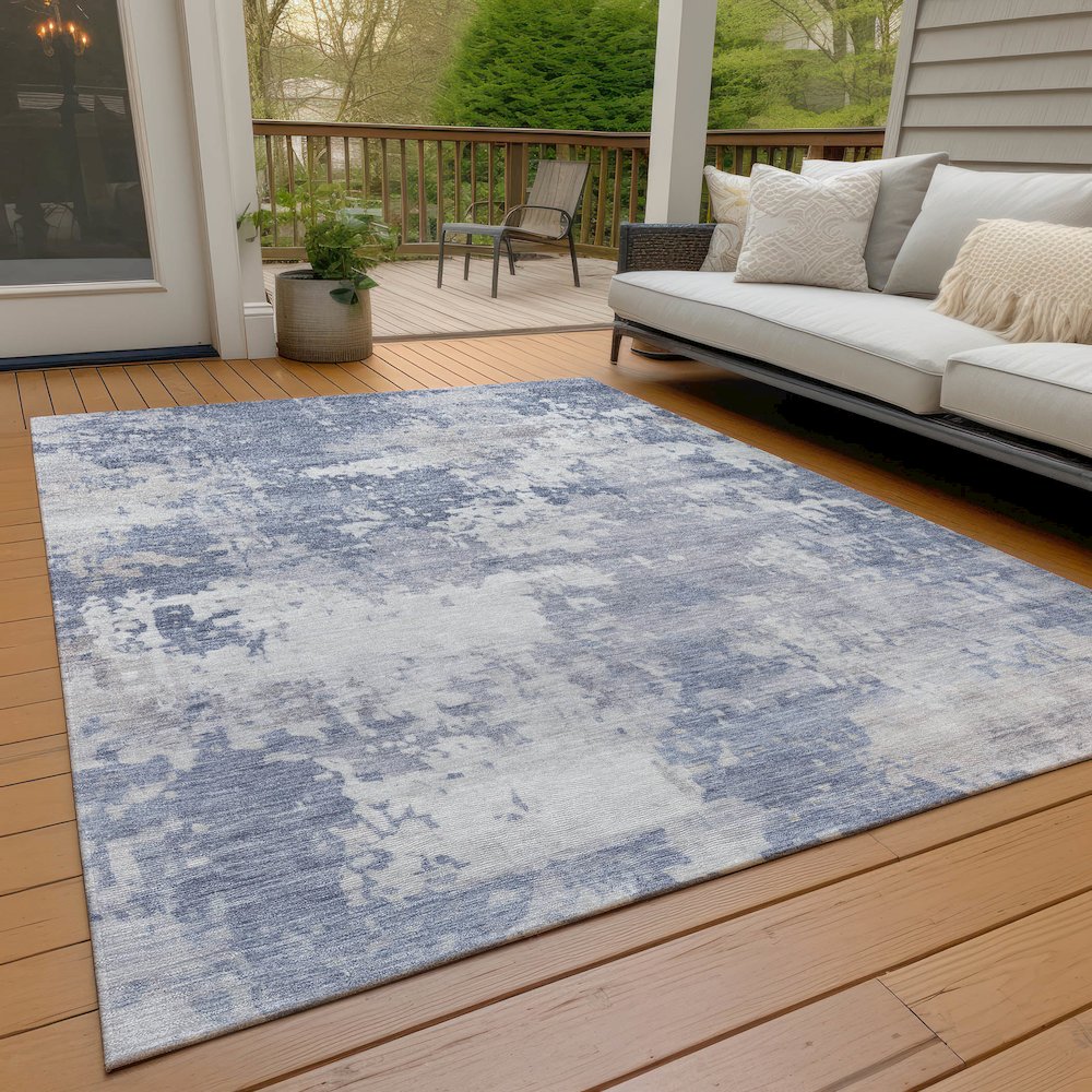 Machine Washable Indoor/Outdoor Chantille ACN2142 Denim 8' x 10' Rug. Picture 7