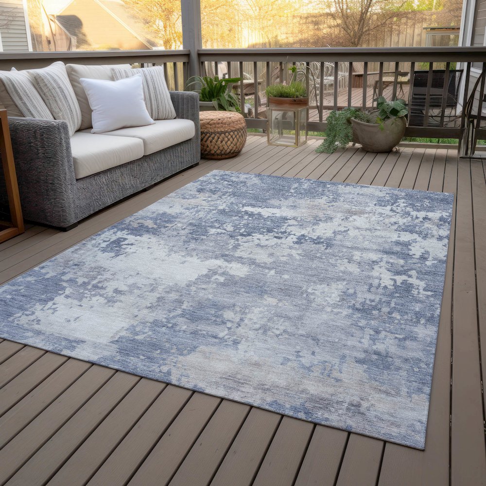 Machine Washable Indoor/Outdoor Chantille ACN2142 Denim 8' x 10' Rug. Picture 8
