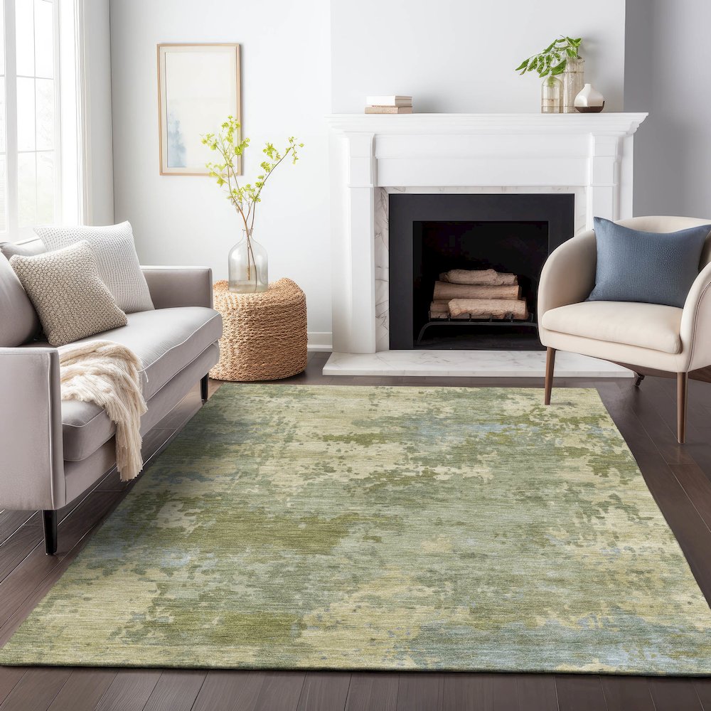Machine Washable Indoor/Outdoor Chantille ACN2143 Green 8' x 10' Rug. Picture 6