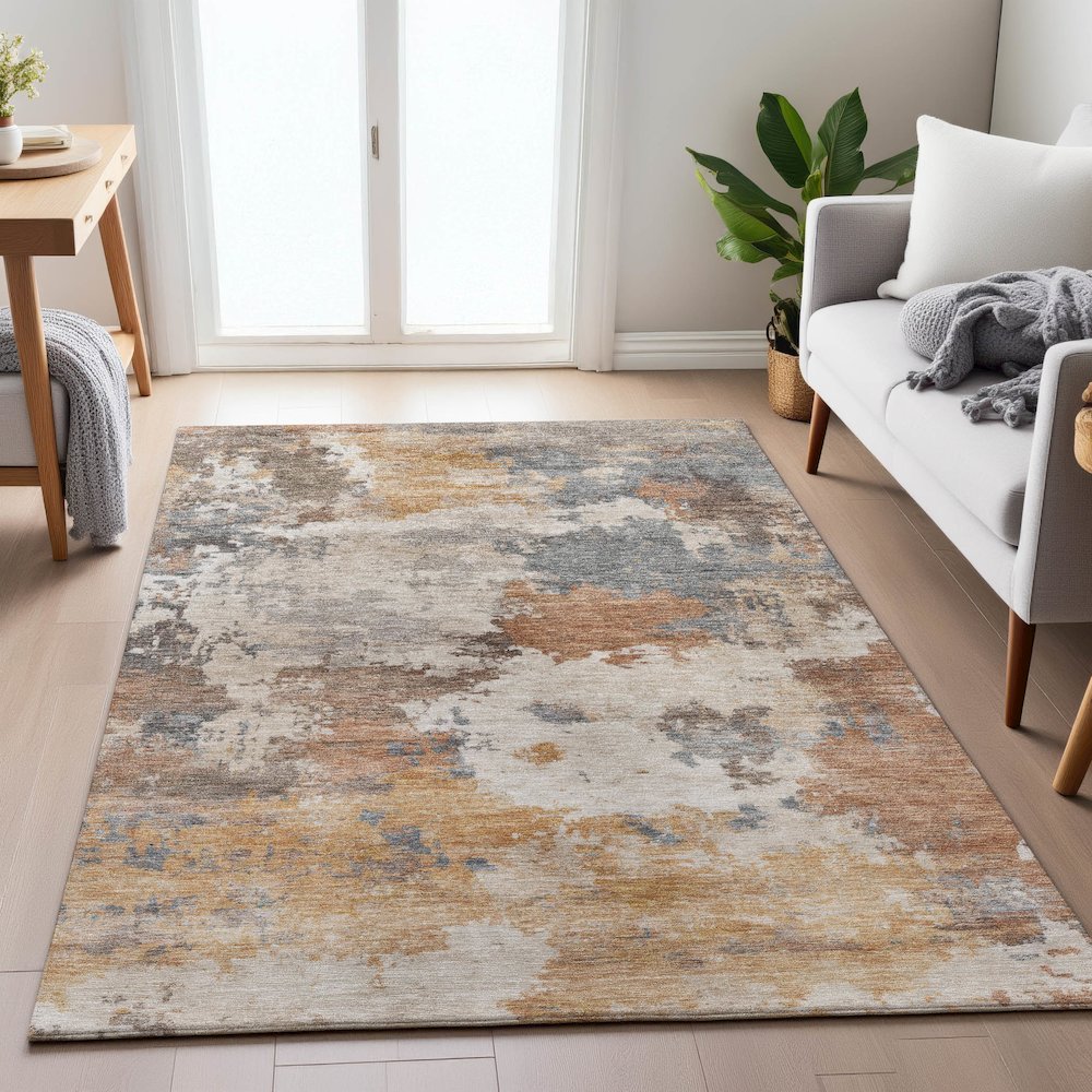 Machine Washable Indoor/Outdoor Chantille ACN2144 Paprika 8' x 10' Rug. Picture 5