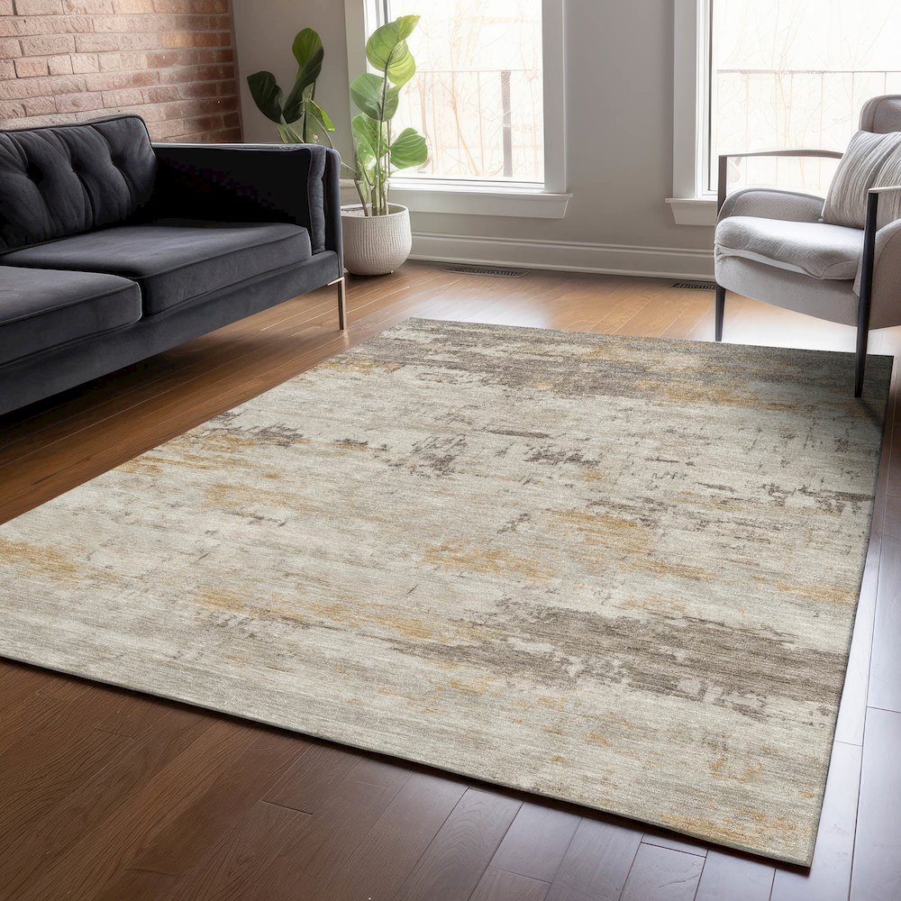 Machine Washable Indoor/Outdoor Chantille ACN2145 Putty 8' x 10' Rug. Picture 5