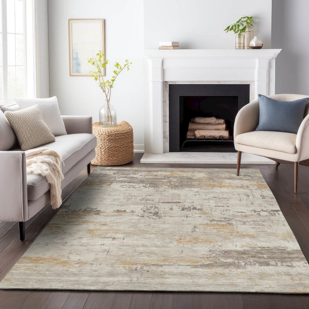 Machine Washable Indoor/Outdoor Chantille ACN2145 Putty 8' x 10' Rug. Picture 6