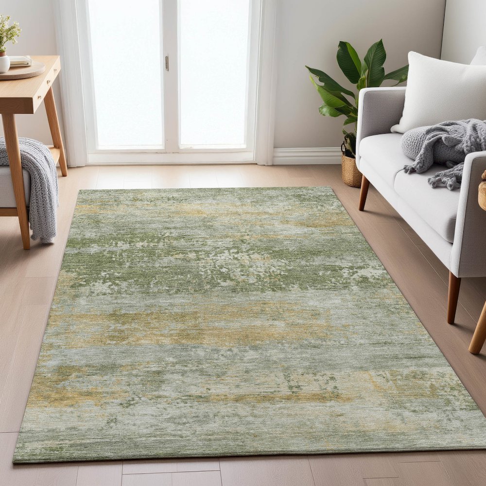 Machine Washable Indoor/Outdoor Chantille ACN2146 Aloe 8' x 10' Rug. Picture 5