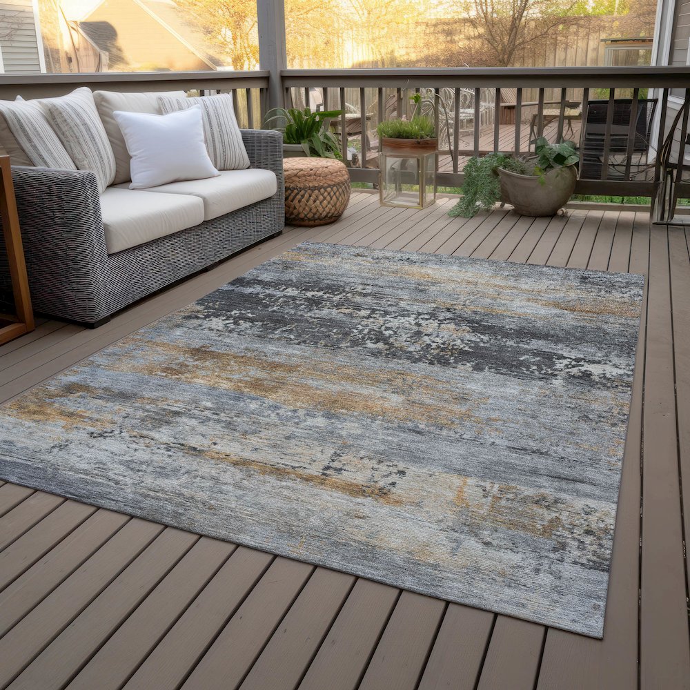 Machine Washable Indoor/Outdoor Chantille ACN2146 Gray 8' x 10' Rug. Picture 8
