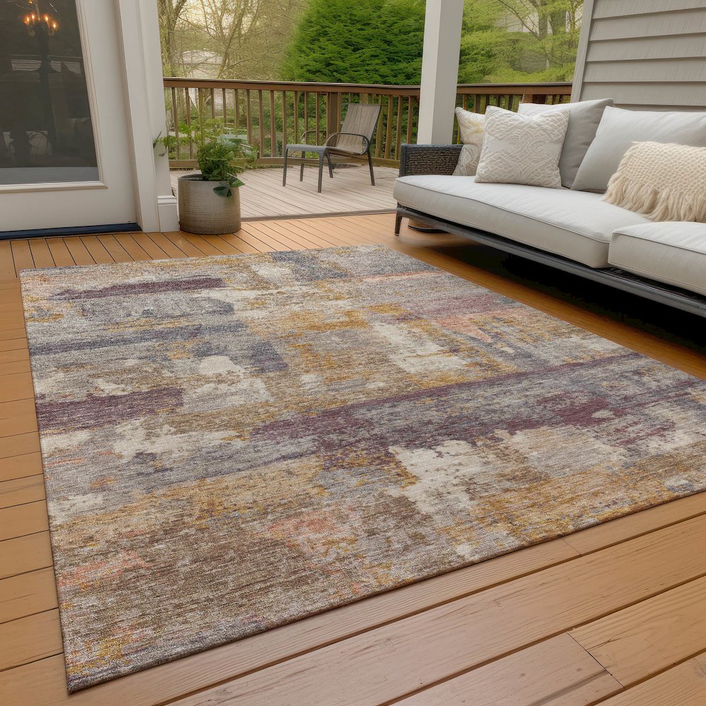 Machine Washable Indoor/Outdoor Chantille ACN2147 Rust 8' x 10' Rug. Picture 7