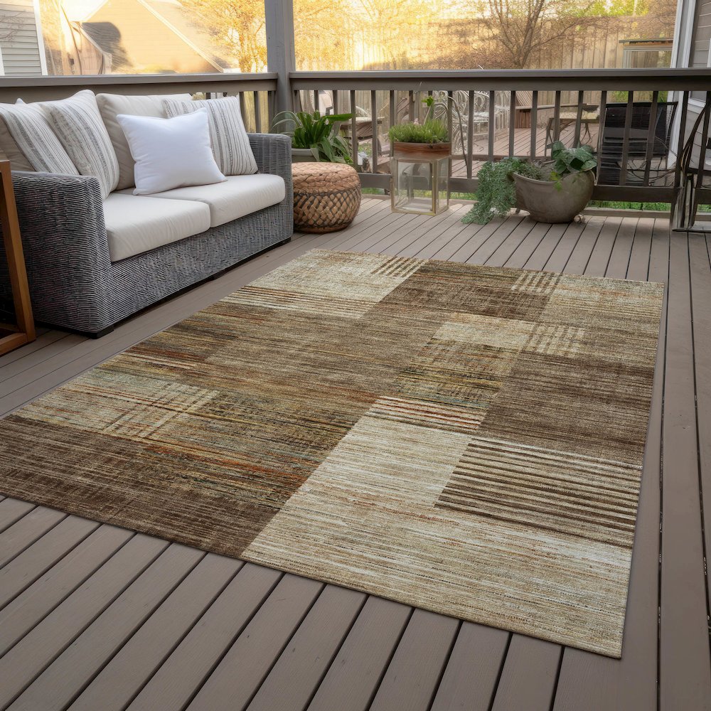 Machine Washable Indoor/Outdoor Chantille ACN2149 Brown 8' x 10' Rug. Picture 8