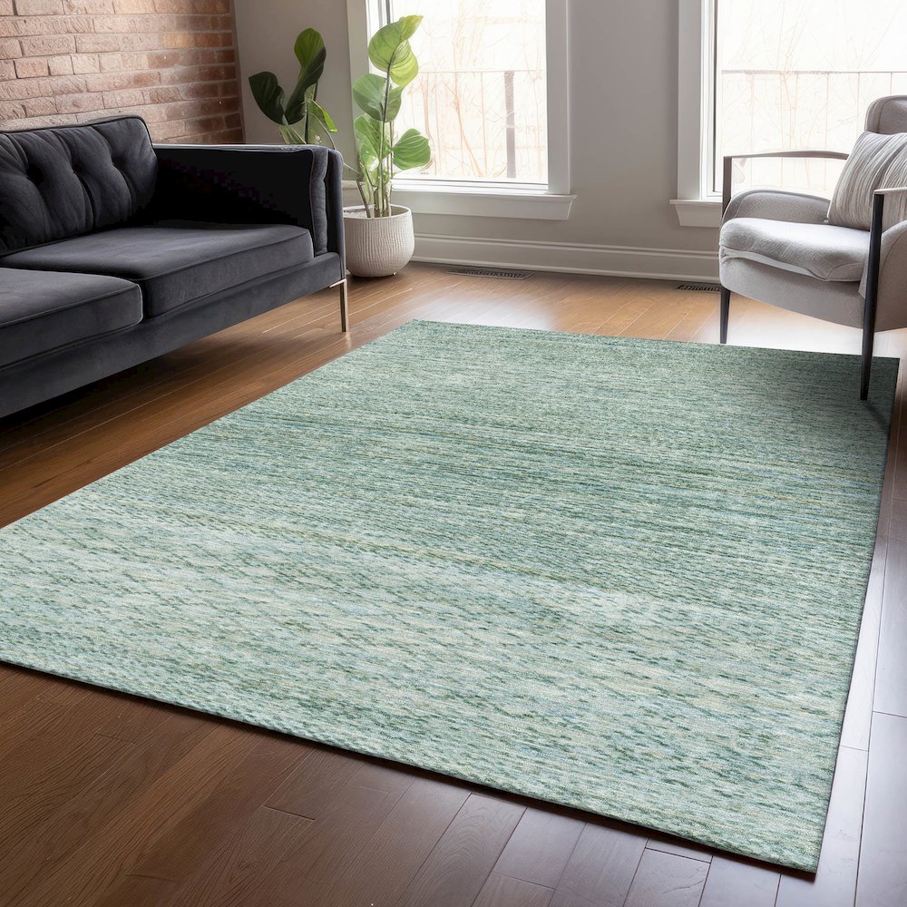 Machine Washable Indoor/Outdoor Chantille ACN2150 Aqua 8' x 10' Rug. Picture 5