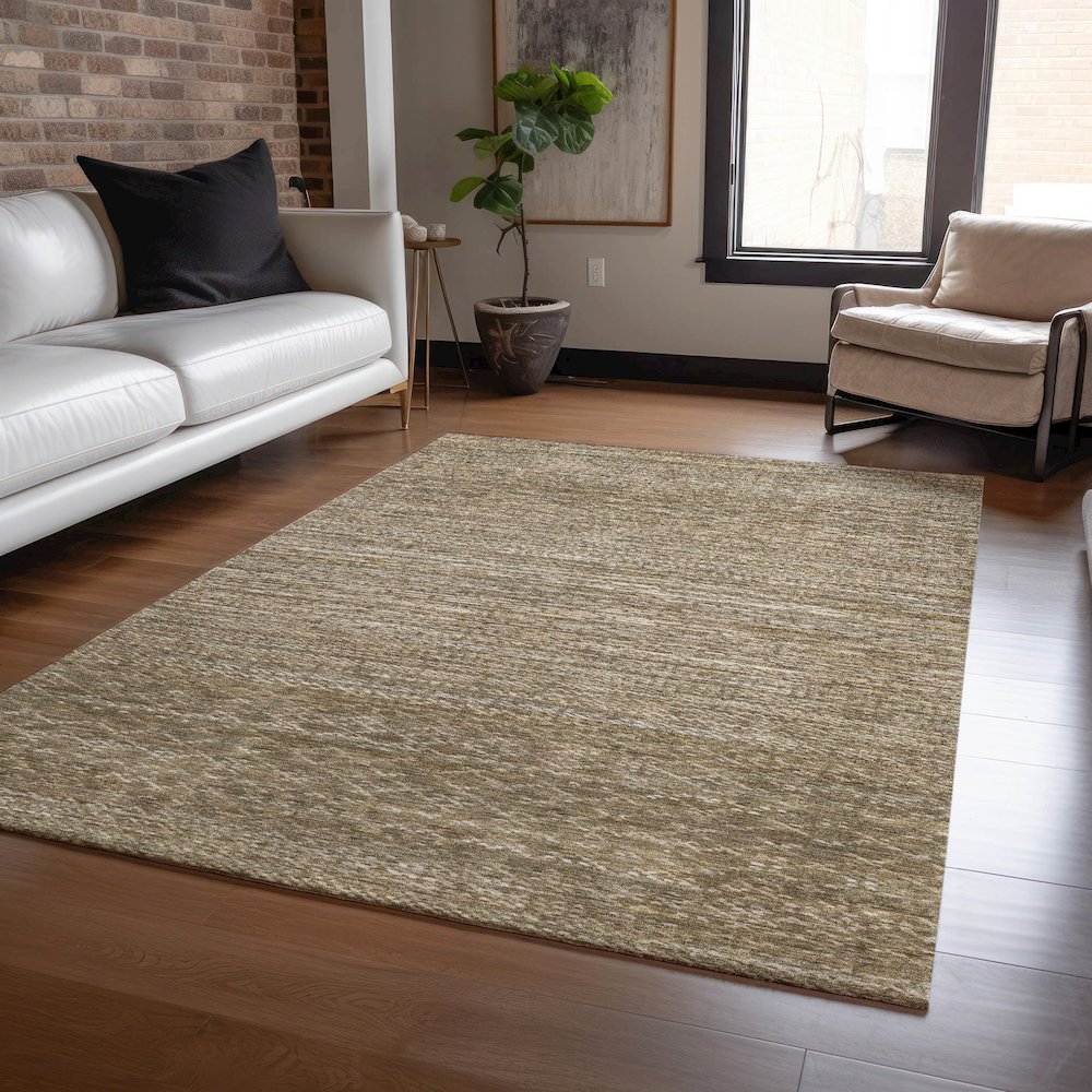 Machine Washable Indoor/Outdoor Chantille ACN2150 Chocolate 8' x 10' Rug. Picture 5