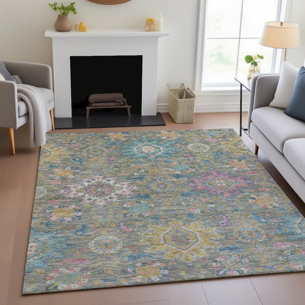 Machine Washable Indoor/Outdoor Chantille ACN2151 Aloe 8' x 10' Rug. Picture 5