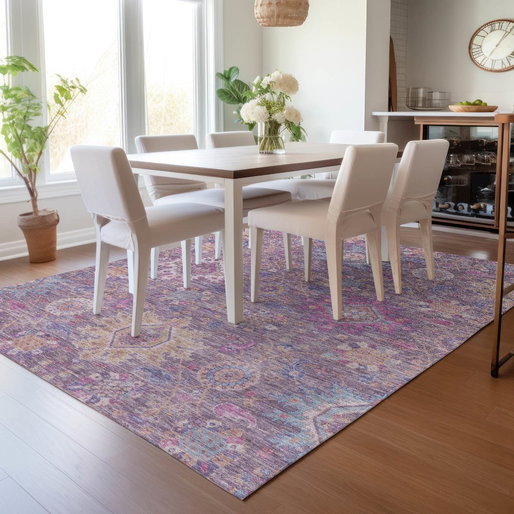 Machine Washable Indoor/Outdoor Chantille ACN2151 Eggplant 8' x 10' Rug. Picture 5