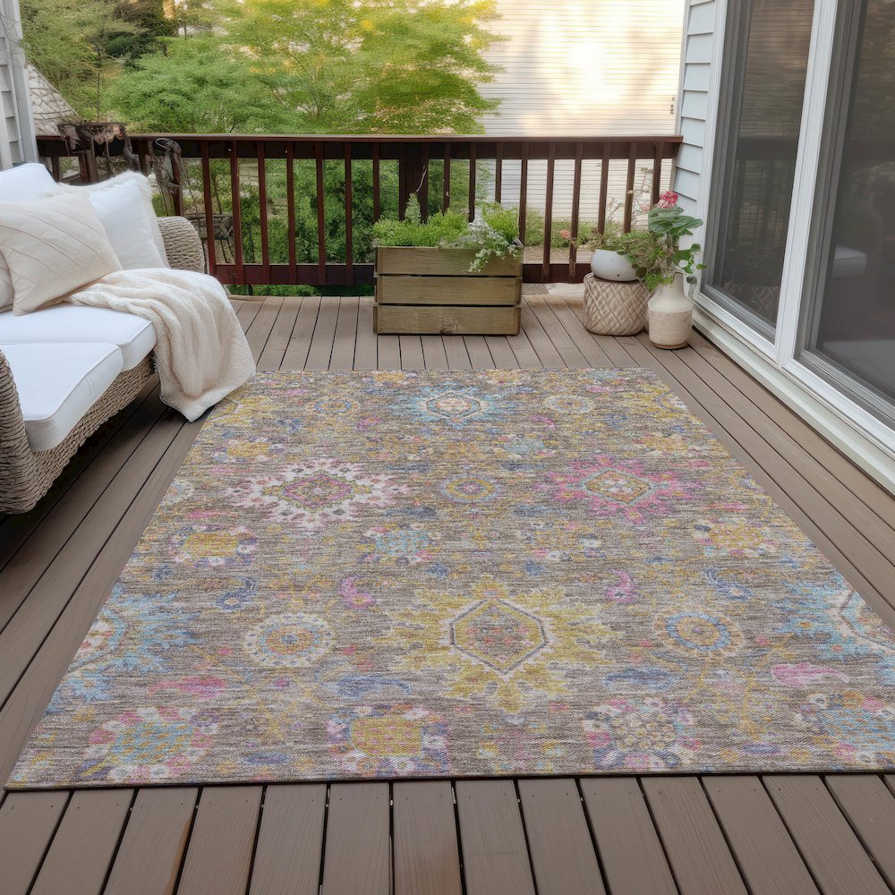 Machine Washable Indoor/Outdoor Chantille ACN2151 Mocha 8' x 10' Rug. Picture 7