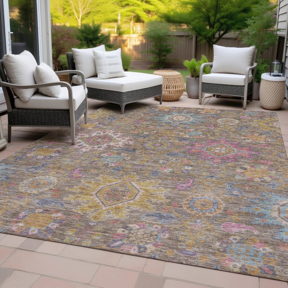 Machine Washable Indoor/Outdoor Chantille ACN2151 Mocha 8' x 10' Rug. Picture 8