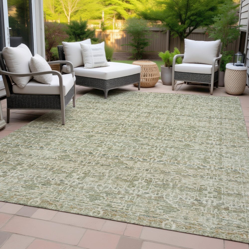 Machine Washable Indoor/Outdoor Chantille ACN2152 Sage 8' x 10' Rug. Picture 8