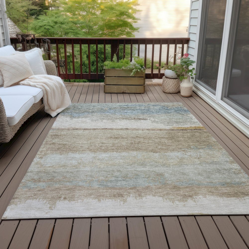 Machine Washable Indoor/Outdoor Chantille ACN2156 Beige 8' x 10' Rug. Picture 7