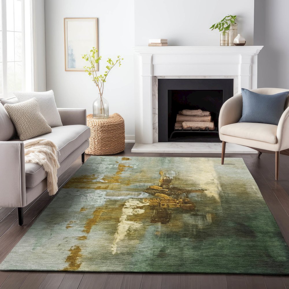 Machine Washable Indoor/Outdoor Chantille ACN2157 Brown 8' x 10' Rug. Picture 6