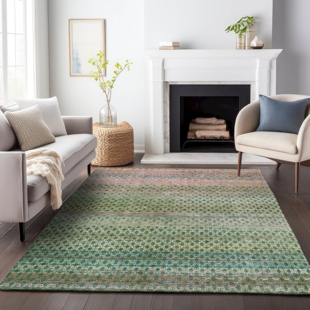Machine Washable Indoor/Outdoor Chantille ACN2158 Aloe 8' x 10' Rug. Picture 6