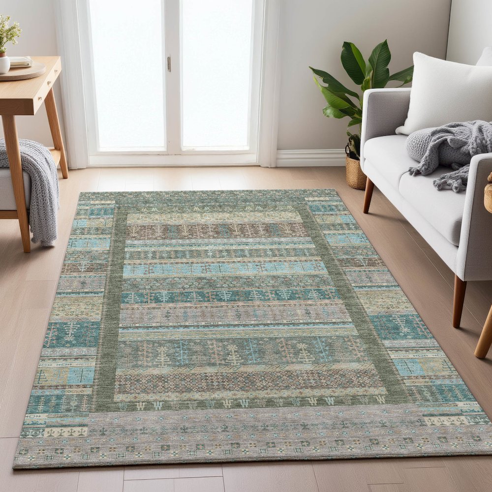 Machine Washable Indoor/Outdoor Chantille ACN2160 Aloe 8' x 10' Rug. Picture 5