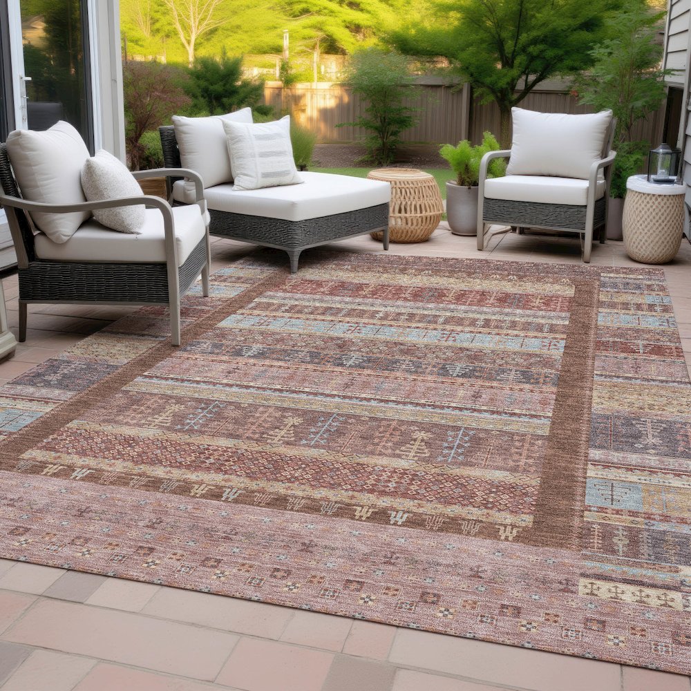 Machine Washable Indoor/Outdoor Chantille ACN2160 Paprika 8' x 10' Rug. Picture 8