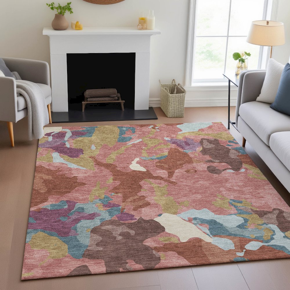 Machine Washable Indoor/Outdoor Chantille ACN2161 Pink 8' x 10' Rug. Picture 5