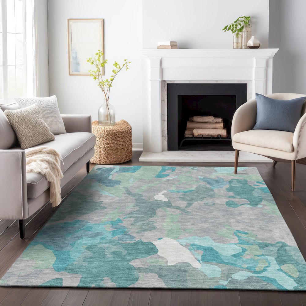 Machine Washable Indoor/Outdoor Chantille ACN2161 Taupe 8' x 10' Rug. Picture 6