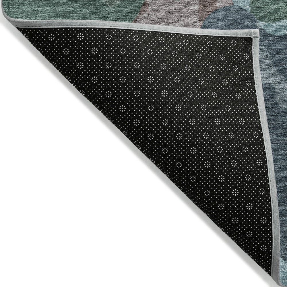 Machine Washable Indoor/Outdoor Chantille ACN2161 Teal 3' x 5' Rug. Picture 2