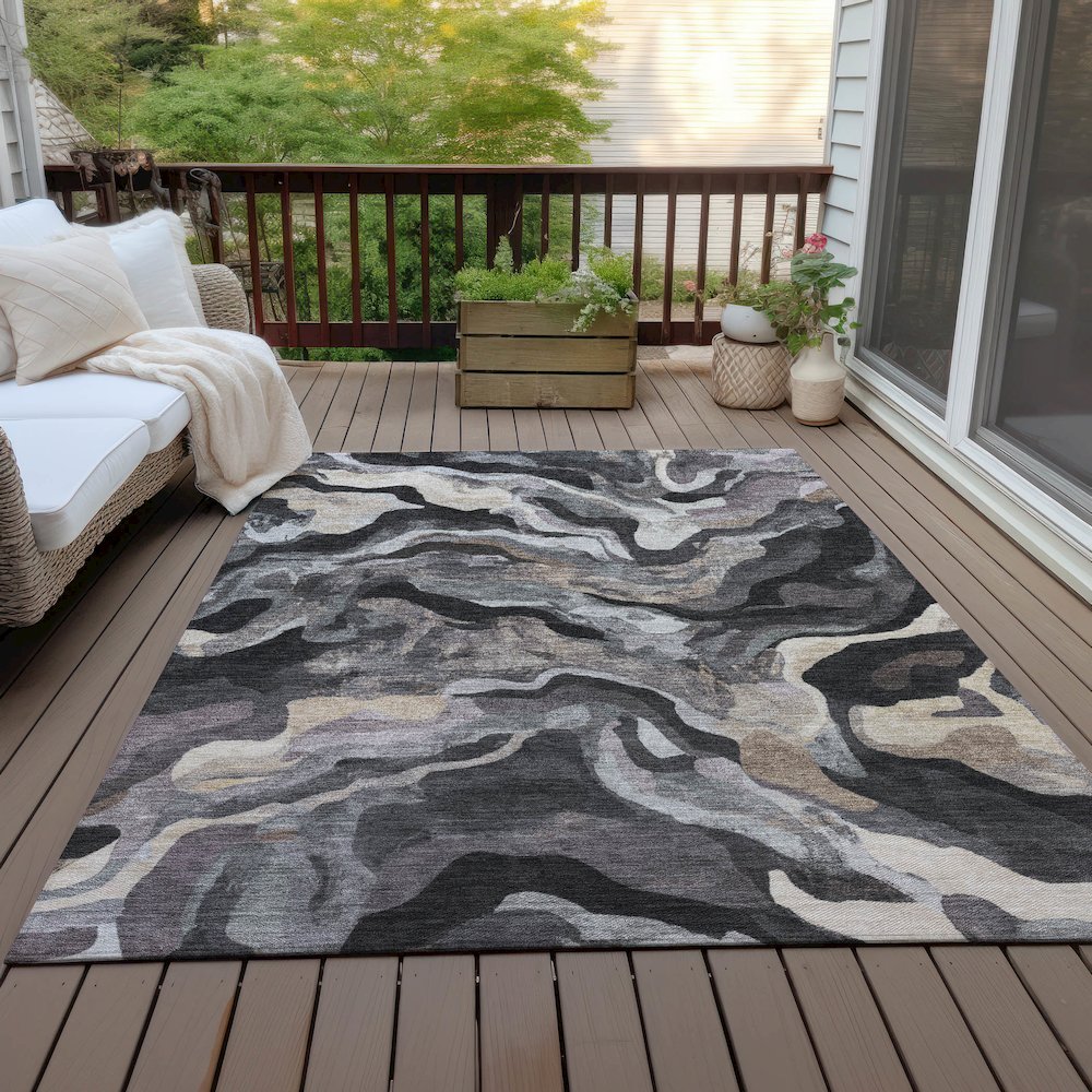 Machine Washable Indoor/Outdoor Chantille ACN2162 Granite 8' x 10' Rug. Picture 7