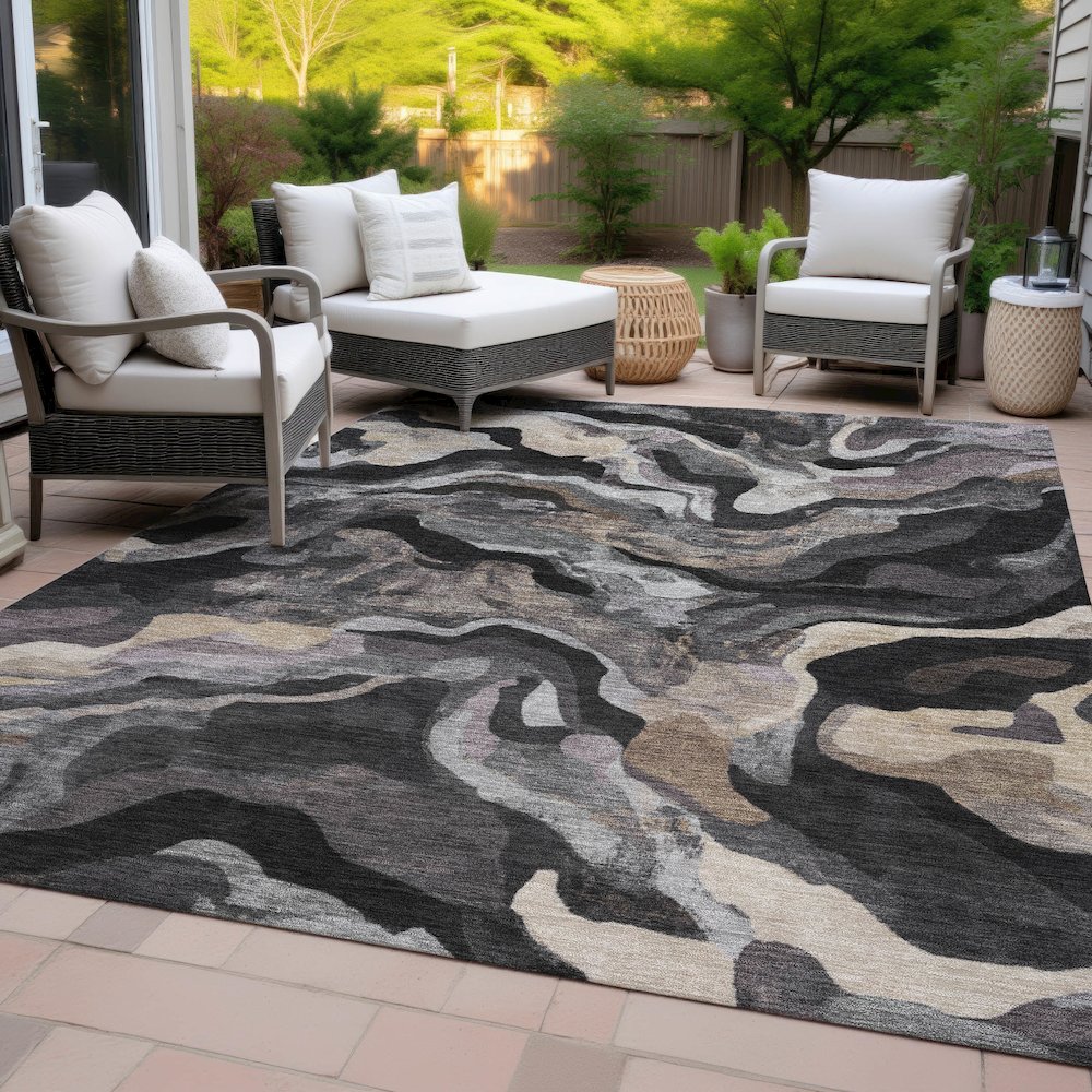 Machine Washable Indoor/Outdoor Chantille ACN2162 Granite 8' x 10' Rug. Picture 8