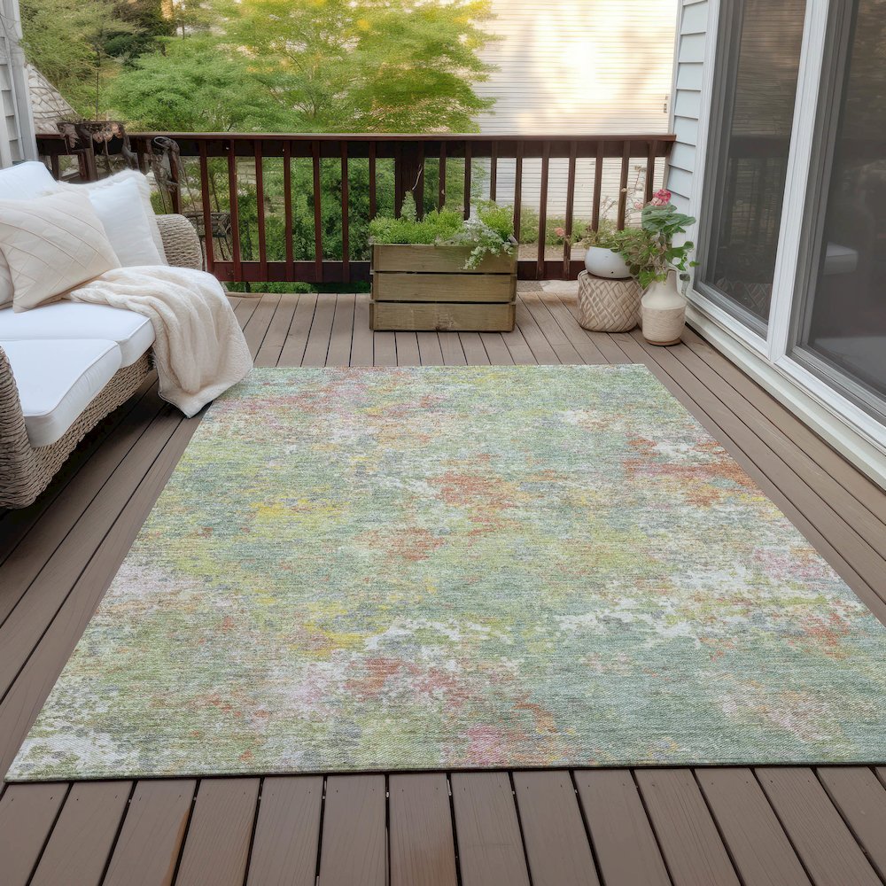 Machine Washable Indoor/Outdoor Chantille ACN2166 Green 8' x 10' Rug. Picture 7