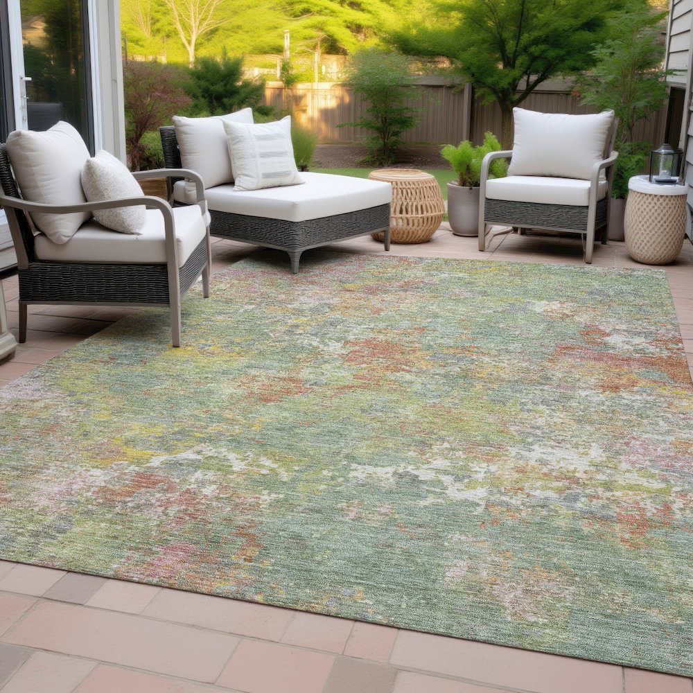 Machine Washable Indoor/Outdoor Chantille ACN2166 Green 8' x 10' Rug. Picture 8