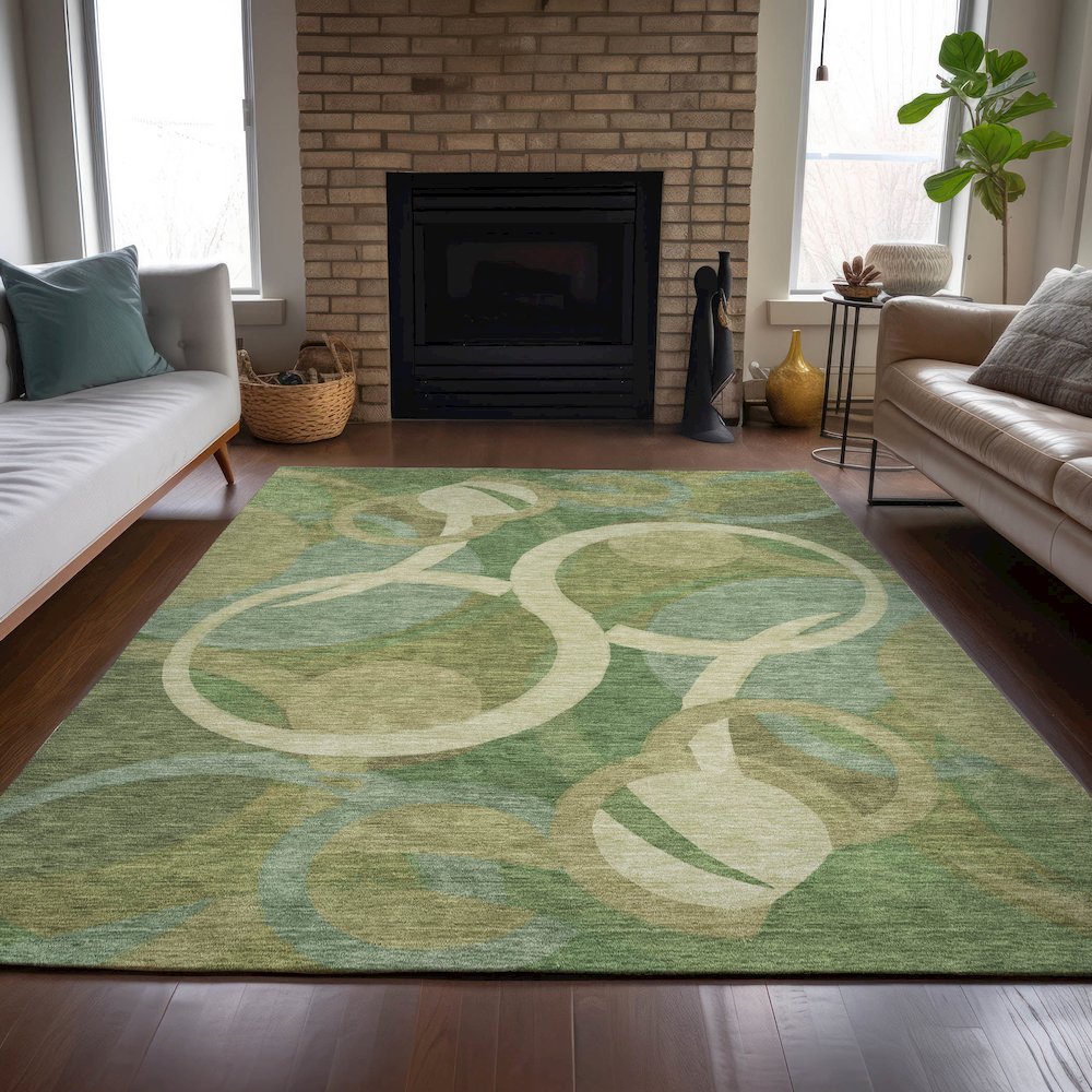 Machine Washable Indoor/Outdoor Chantille ACN2167 Green 8' x 10' Rug. Picture 6