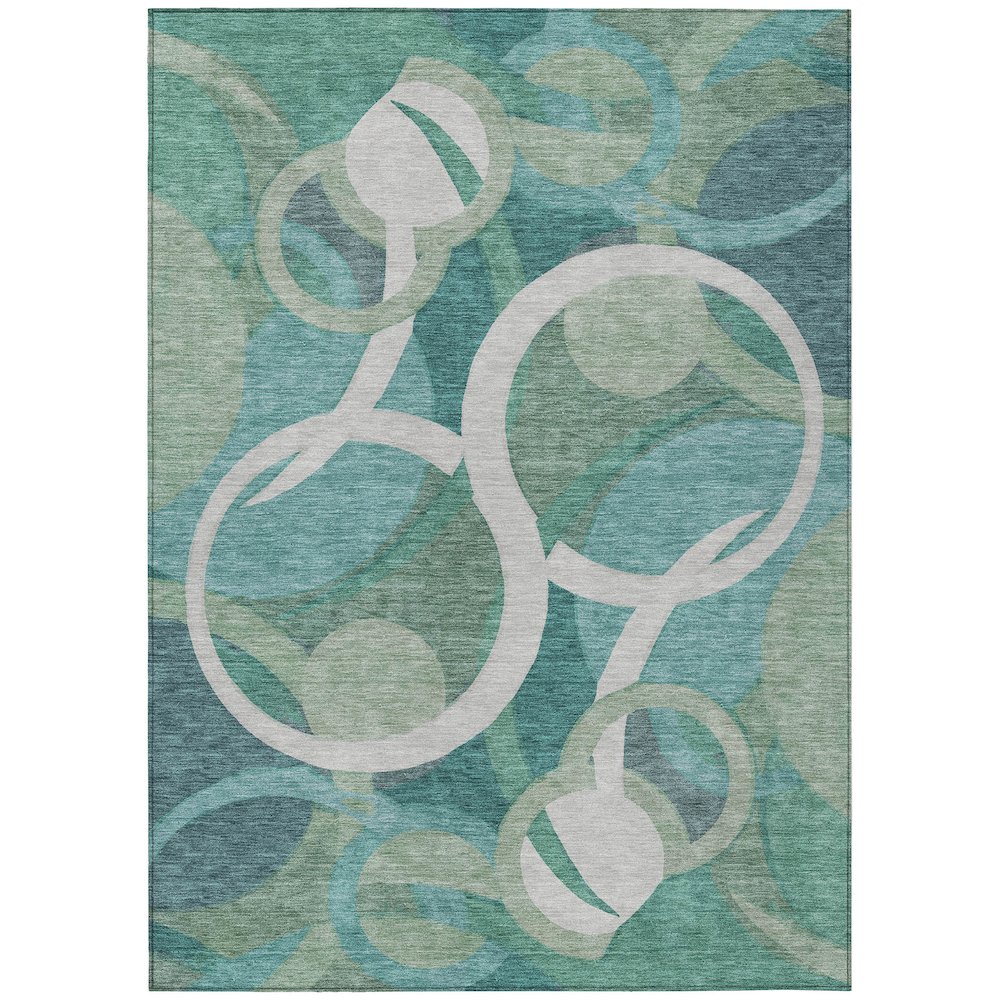 Machine Washable Indoor/Outdoor Chantille ACN2167 Teal 8' x 10' Rug. Picture 1