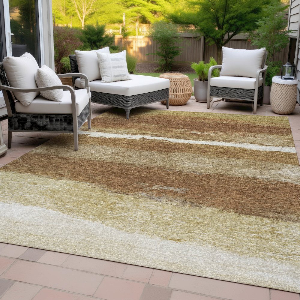 Machine Washable Indoor/Outdoor Chantille ACN2169 Paprika 8' x 10' Rug. Picture 8