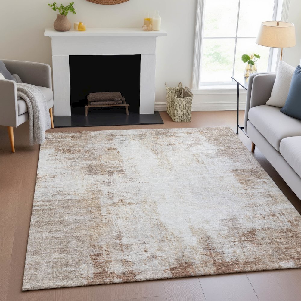 Machine Washable Indoor/Outdoor Chantille ACN2171 Beige 8' x 10' Rug. Picture 5