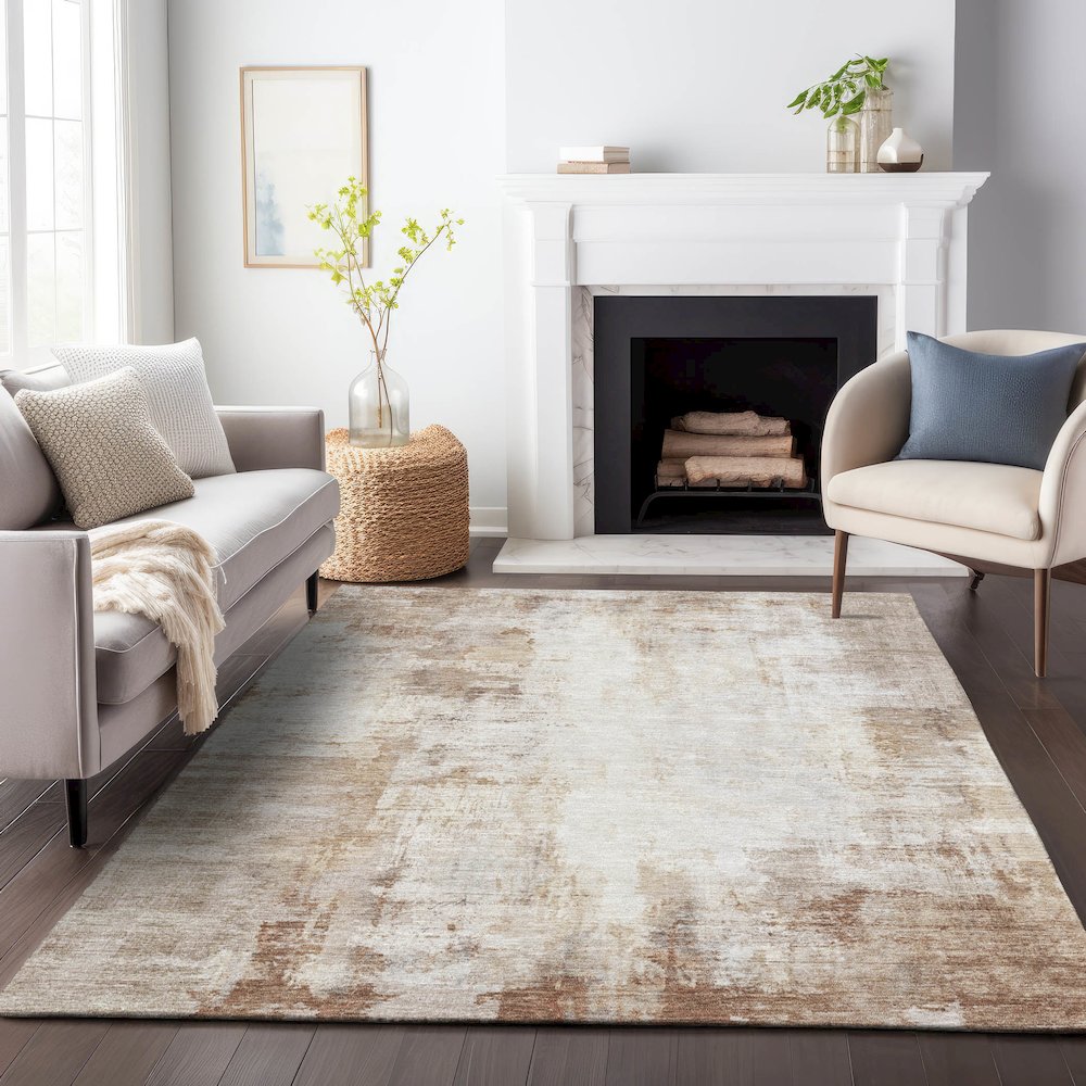 Machine Washable Indoor/Outdoor Chantille ACN2171 Beige 8' x 10' Rug. Picture 6