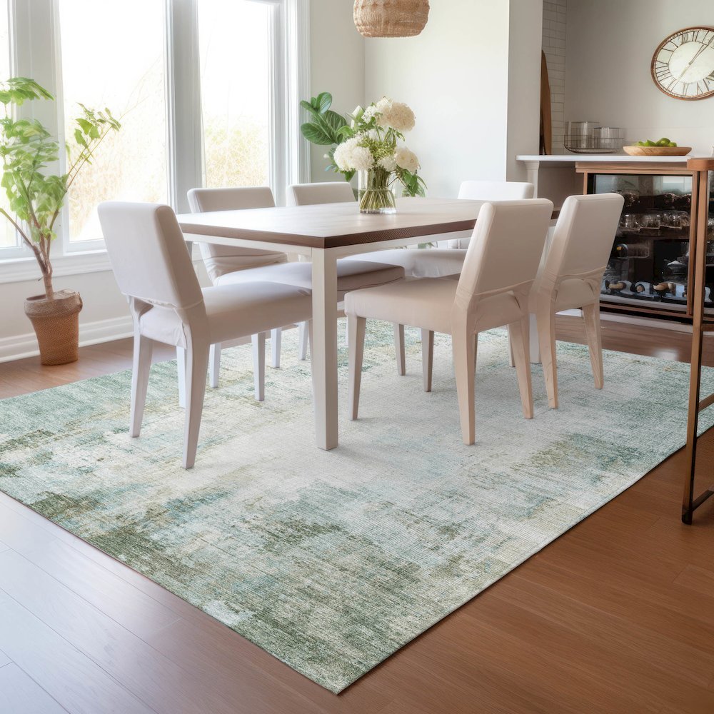 Machine Washable Indoor/Outdoor Chantille ACN2171 Sage 8' x 10' Rug. Picture 5