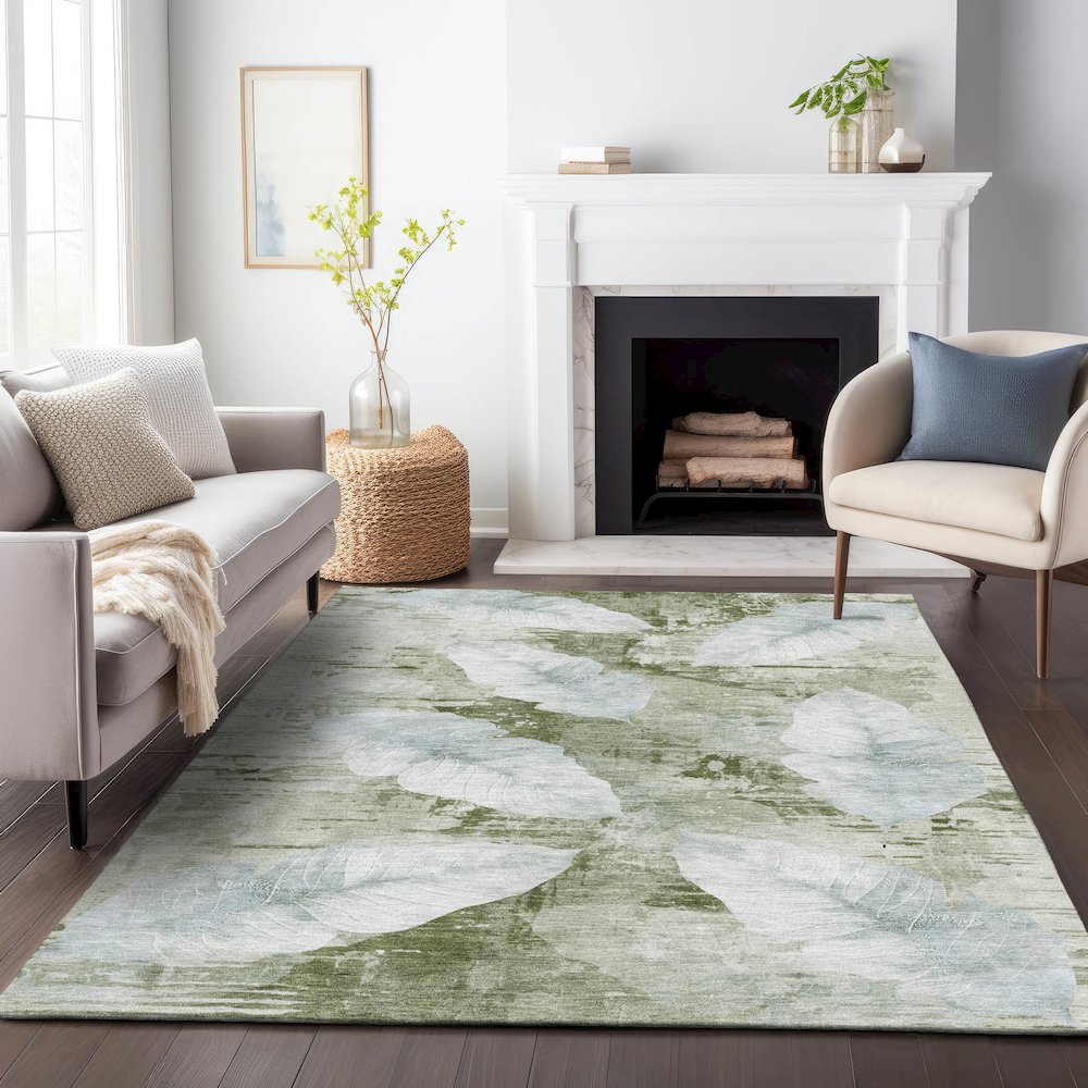 Machine Washable Indoor/Outdoor Chantille ACN2172 Aloe 8' x 10' Rug. Picture 6