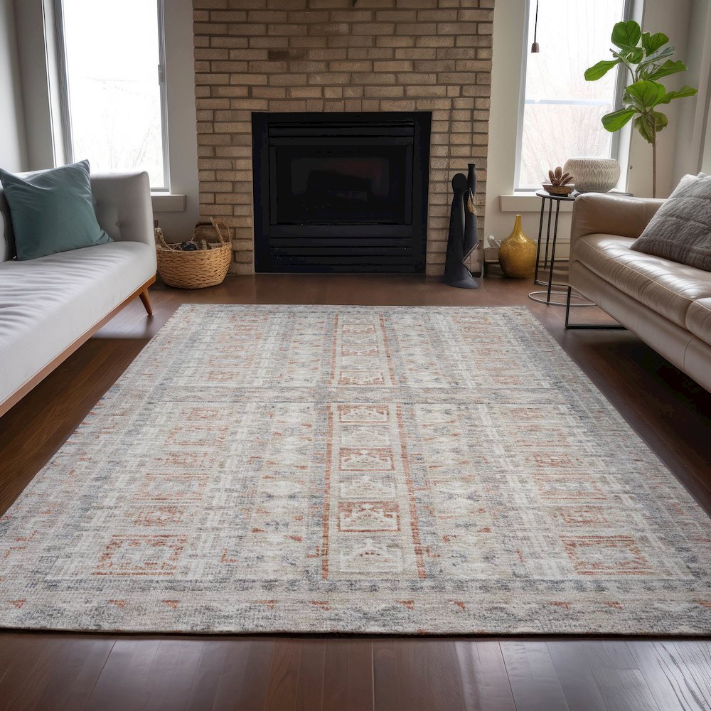 Machine Washable Indoor/Outdoor Chantille ACN2173 Beige 8' x 10' Rug. Picture 6