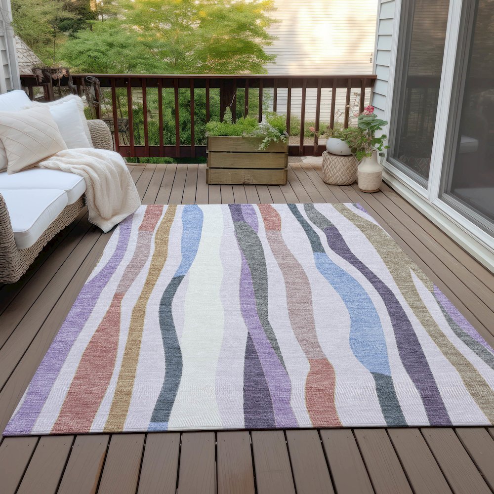 Machine Washable Indoor/Outdoor Chantille ACN2188 Lavender 8' x 10' Rug. Picture 7