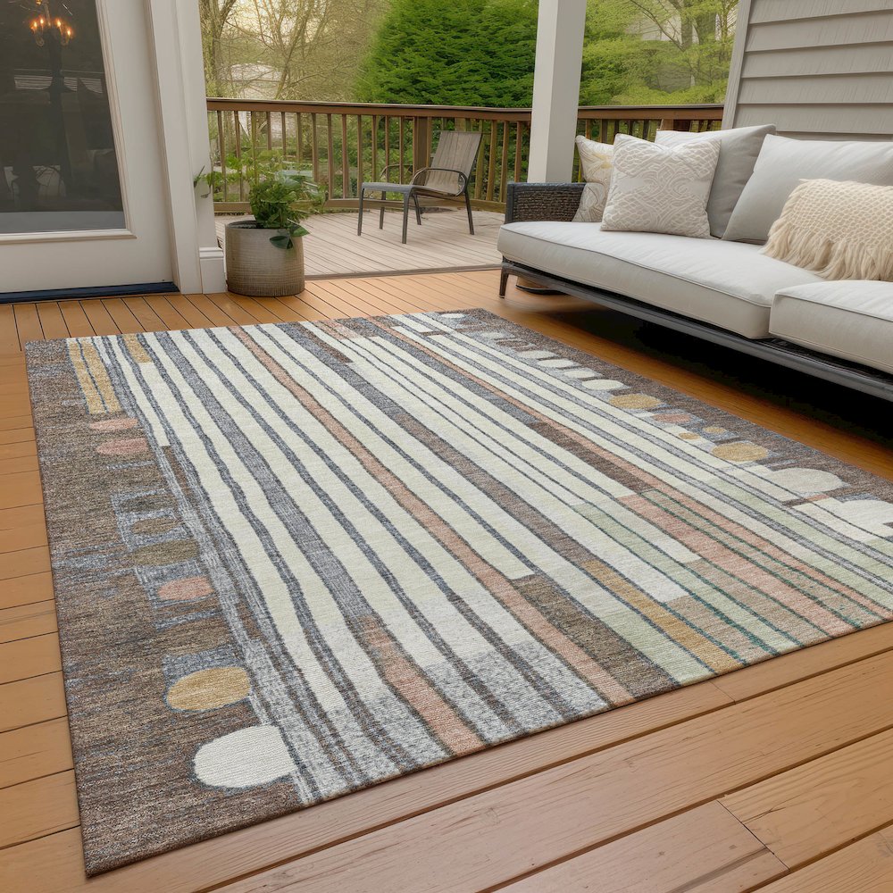 Machine Washable Indoor/Outdoor Chantille ACN2189 Brown 8' x 10' Rug. Picture 7