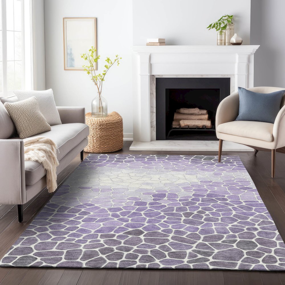 Machine Washable Indoor/Outdoor Chantille ACN2190 Purple 8' x 10' Rug. Picture 6