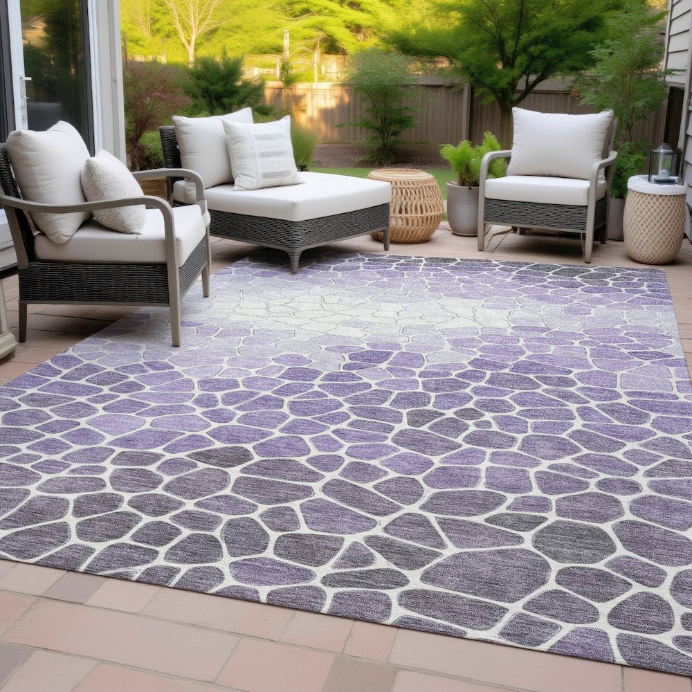 Machine Washable Indoor/Outdoor Chantille ACN2190 Purple 8' x 10' Rug. Picture 8