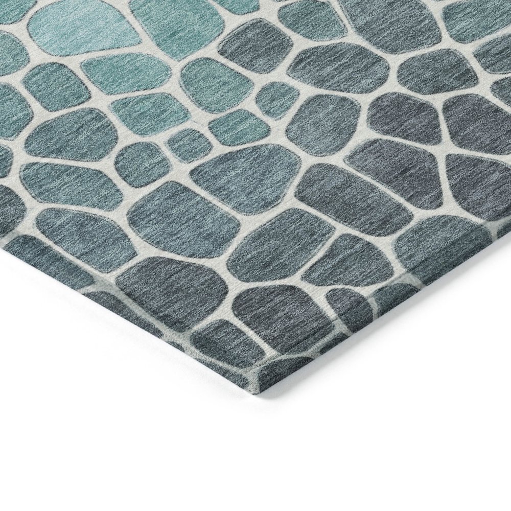Machine Washable Indoor/Outdoor Chantille ACN2190 Teal 3' x 5' Rug. Picture 3