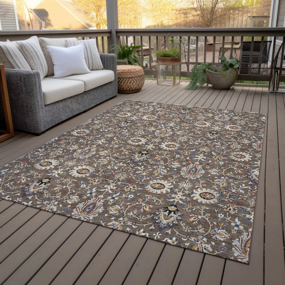 Machine Washable Indoor/Outdoor Chantille ACN2192 Chocolate 8' x 10' Rug. Picture 8